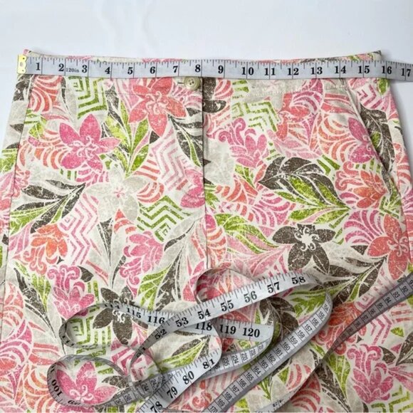 J. Jill Skirt Live In Chino Pink Coral Floral Print w/ Pockets, Size 6P - Picture 10 of 11
